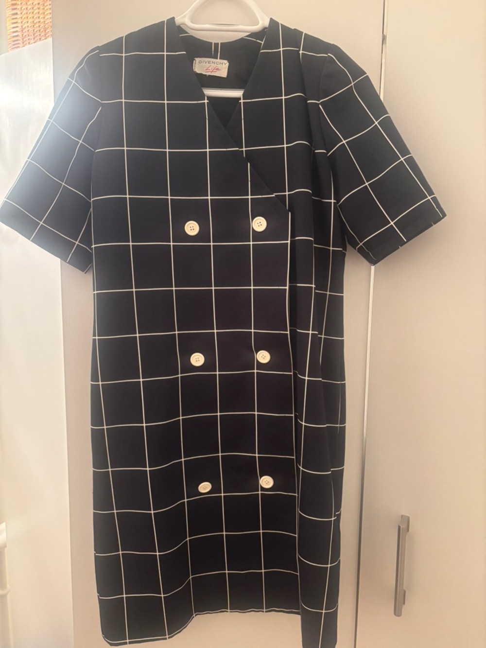 Givenchy Navy Windowpane Double-Breasted Midi Dress